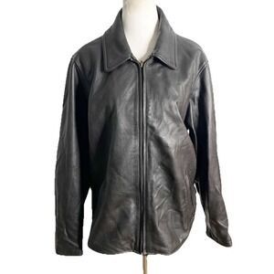 Eddie Bauer Legend Stine‎ Leather Jacket Motto Biker Bomber Black Size Large